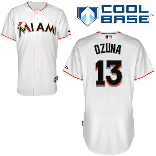 Marcell Ozuna #13 MLB Jersey-Miami Marlins Men's Authentic Home White Cool Base Baseball Jersey